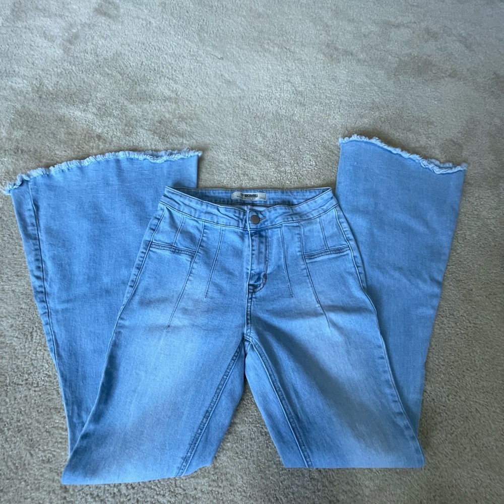 Rock & Roll Cowgirl Light Blue Wide Leg Jeans